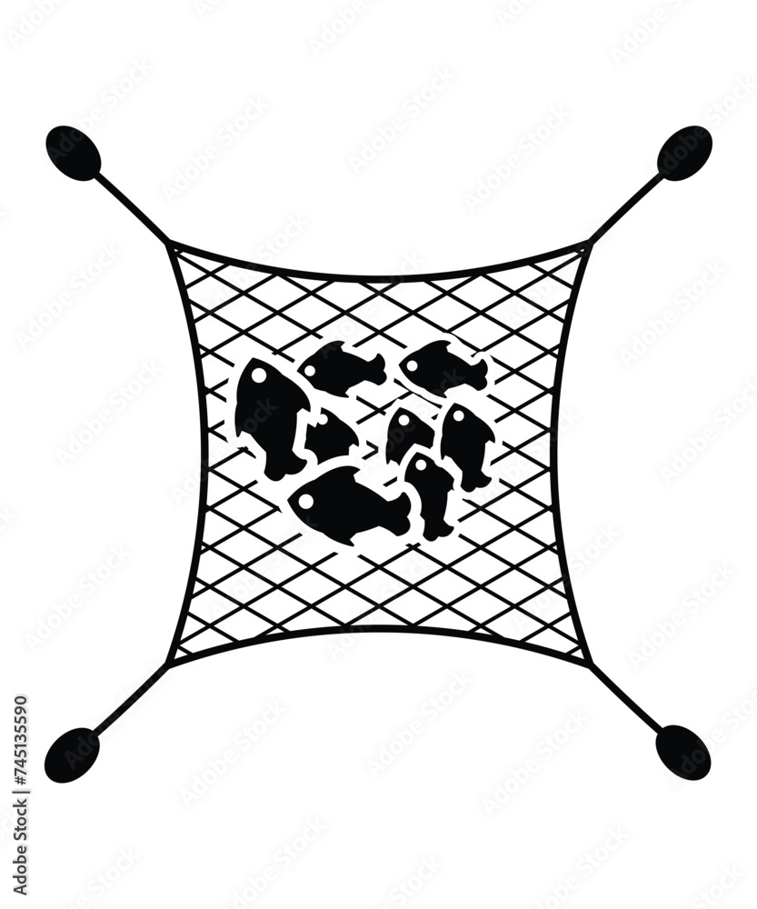 fishing net with fish icon, vector best flat icon. fishing net with fish icon, vector best flat icon.