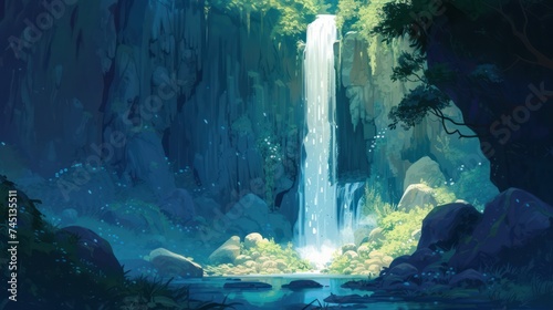 Scenic Waterfall Landscape © Left