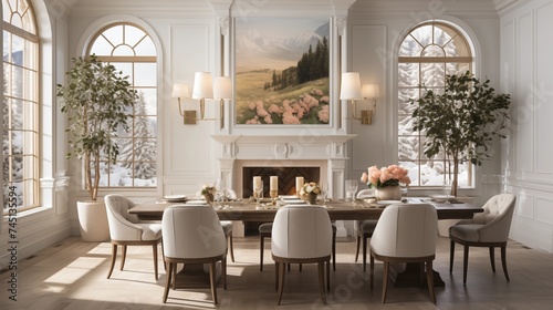 Elegant White Dining Room © Aeman