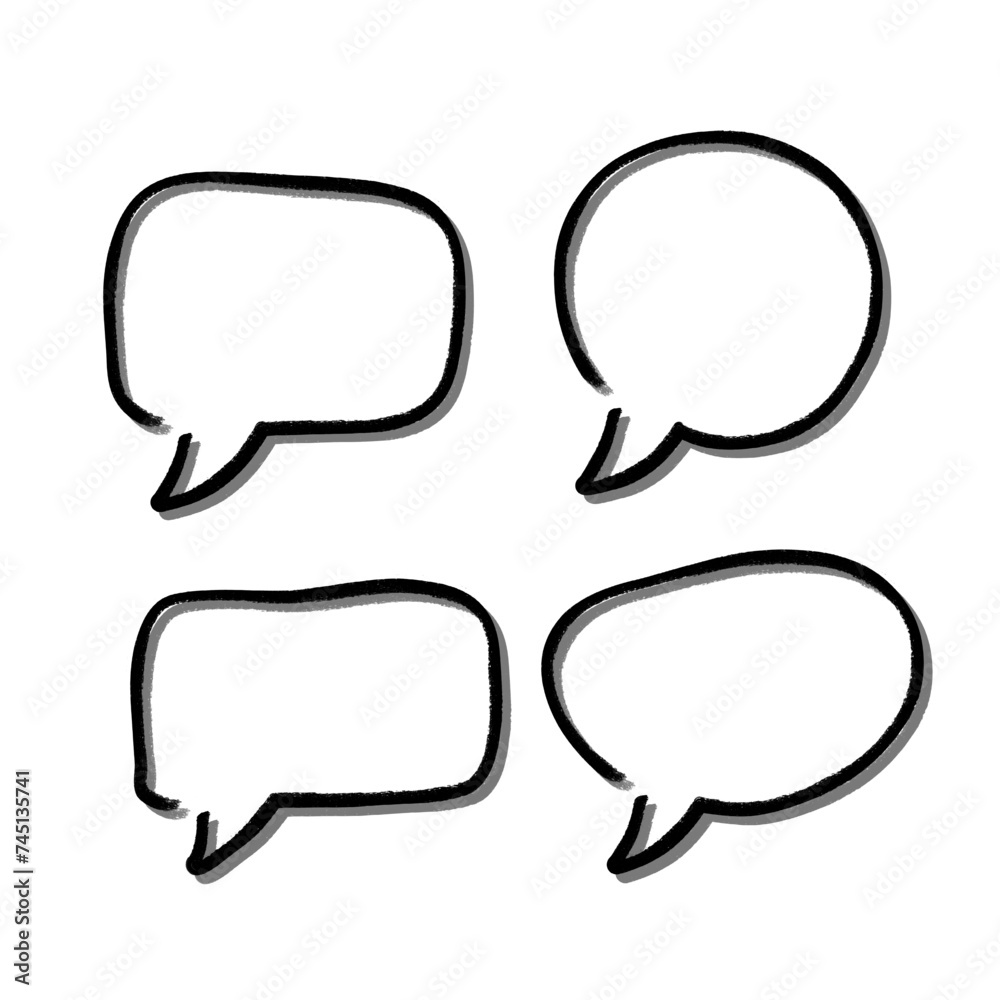 Outline speech bubble. Abstract Vector sketch hand drawn scribble Speech Bubbles Set. Black bubble isolated background. Outline speech bubble. Abstract Vector sketch hand drawn scribble Speech Bubbles Set. Black bubble isolated background.