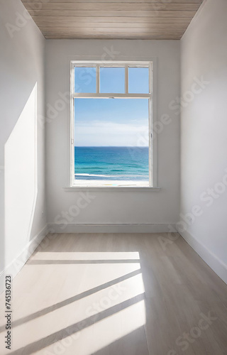 empty room with window and sky