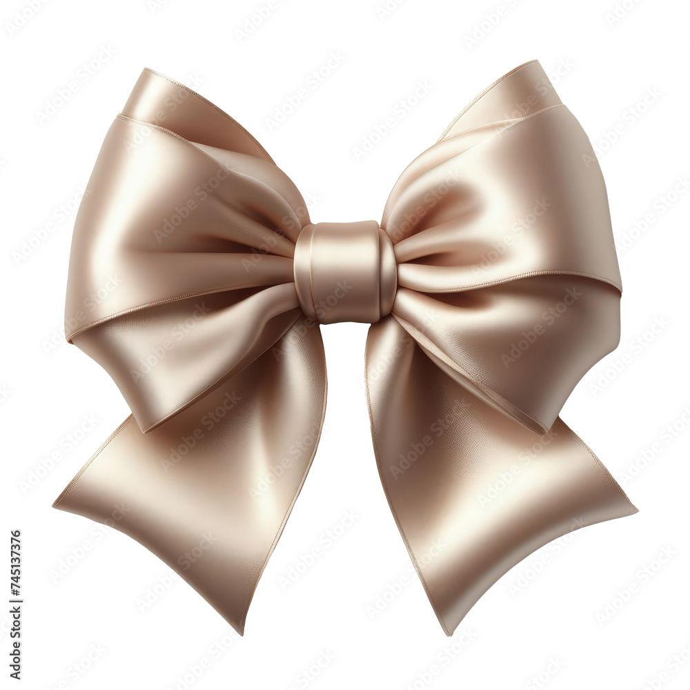 Beige silky beautiful bow isolated