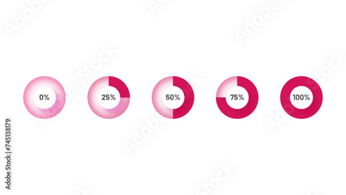 Pink set of circle percentage diagrams for infographics design elements