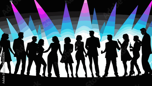 Silueta de un grupo de personas de fiesta