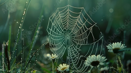 Glistening dew pearls on delicate spiderwebs, a delicate reminder of nature's intricate balance. © Tahira