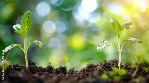 Tender shoots emerge from moist soil, embracing the promise of growth and sustainability.