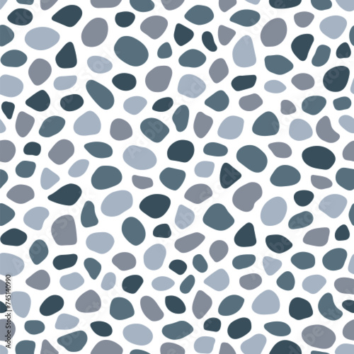 Pebble seamless pattern vector illustration. Cute summer repeated background. Paving, shingle beaches template wallpaper for interior designs, beauty, wrapping paper. Doodle sea stones backdrop.
