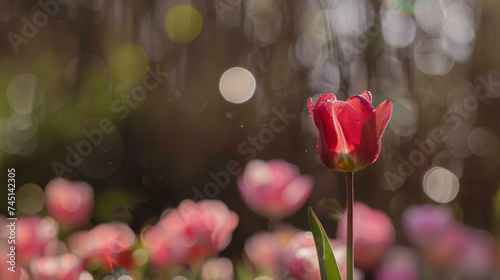 pink tulips in the garden