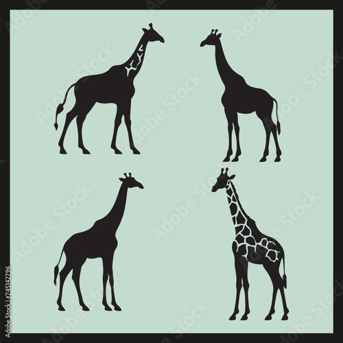 giraffe silhouette vector  Giraffe black Silhouette vector