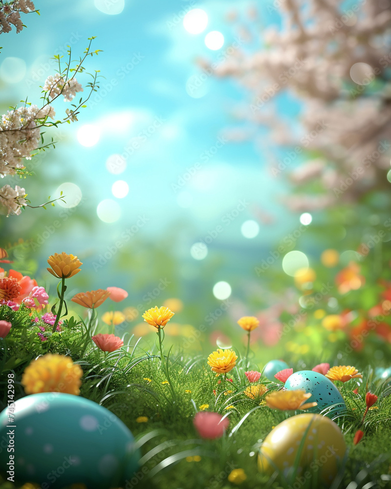 Easter eggs, festive easter tradition, painted eggs. Generative AI
