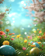 Easter eggs, festive easter tradition, painted eggs. Generative AI