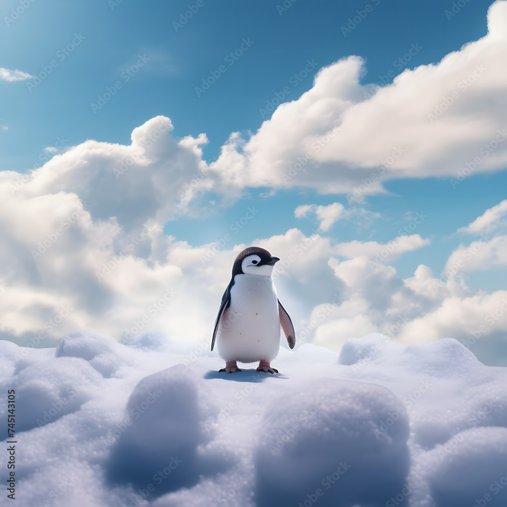Obraz premium penguin on a sky background
