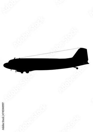 Douglas DC-3 / C-47 輸送機 旅客機 飛行姿勢 空中してWWII WW2 US silhouette シルエット фототапет