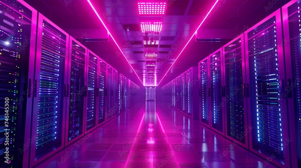 a modern data center with a futuristic touch. 