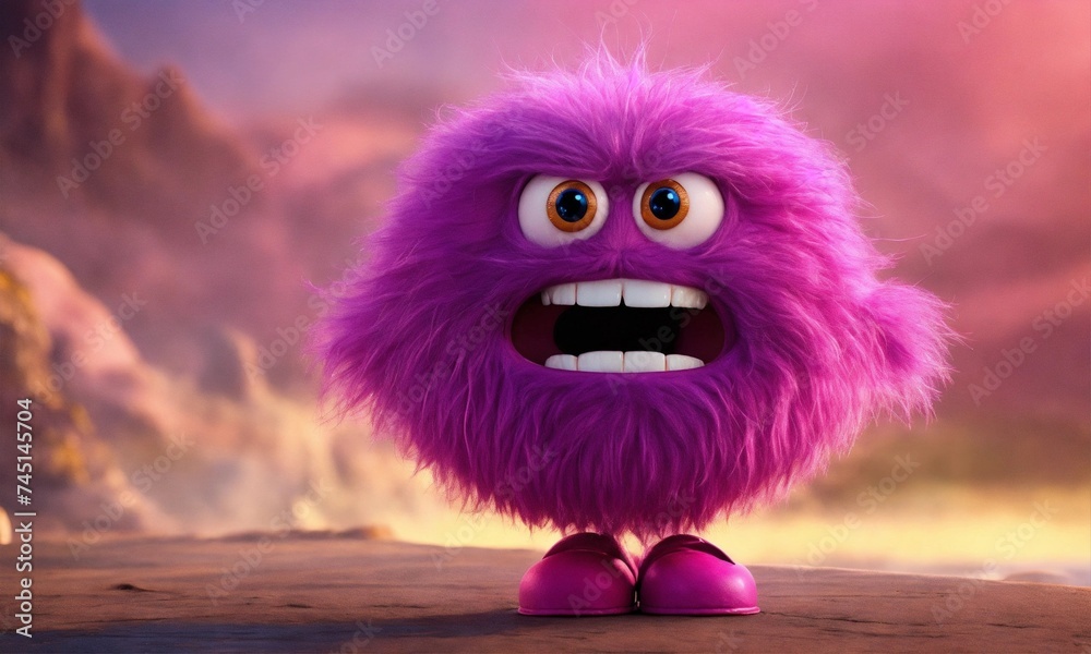 pink hairy grimace character
