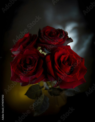 Abstract batch red rose flowers for a background, realistic, with shallow depth-of the field.