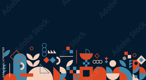 Arrière-plan coloré - Formes abstraites et géométriques - Mosaïque - Éléments vectoriels modifiables - Papier peint mural géométrique - Motifs illustratifs - Design moderne et minimal