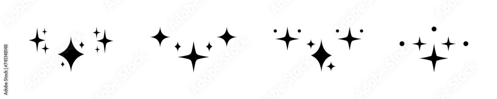 Flashy Sign Shape Set of shining vector icons. Sparkle and flash signs. Glow star icons ...