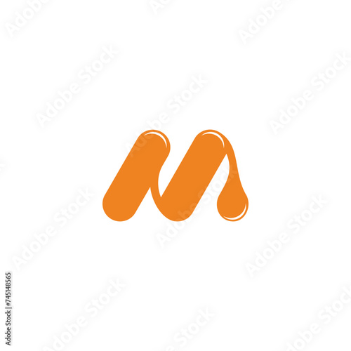 letter n m liquid honey logo vector photo