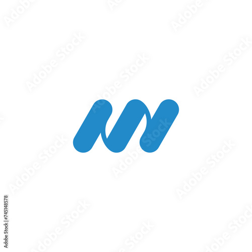 letter nm blue wavy simple geometric logo vector