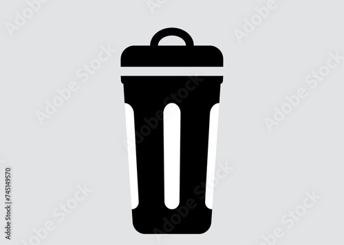 trash can icon vector,garbage Bin, Recycle bin, for web and mobile, modern minimalist flat design,Black icon on light grey background. isolated,Images with Copy Space, vertical, individual icon 