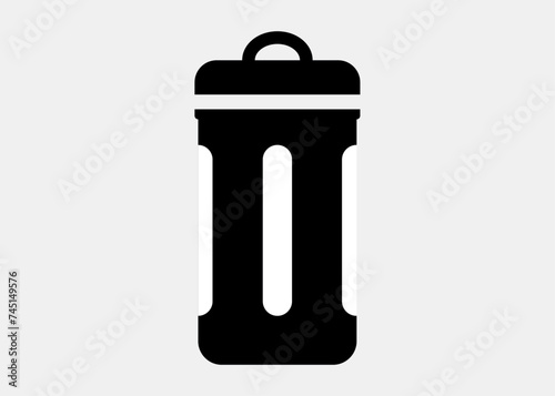 trash can icon vector, Bin, Recycle bin, for web and mobile, modern minimalist flat design. Vector Black icon on light grey background. isolated, Images with Copy Space, vertical, individual icon 