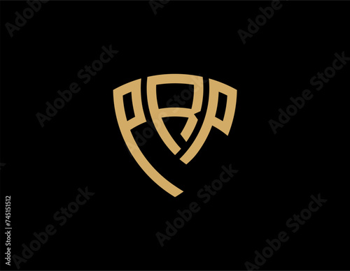 PRP creative letter shield logo design vector icon illustration
