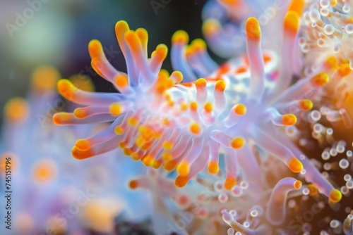 A vibrant and colorful coral in a rich underwater ecosystem