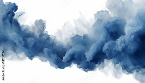 Abstract blue smoke explosion border isolated on white color background on digital art concept.