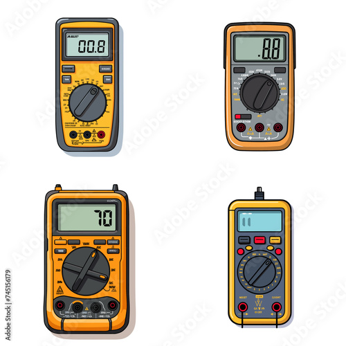 Digital Multimeter (Electronic Measurement Tool). simple minimalist isolated in white background vector illustration
