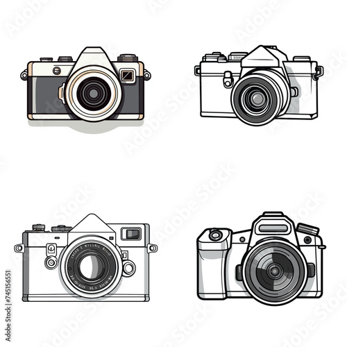 Camera (Digital Photography Device). simple minimalist isolated in white background vector illustration
