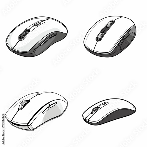Computer Mouse (Pointing Device). simple minimalist isolated in white background vector illustration