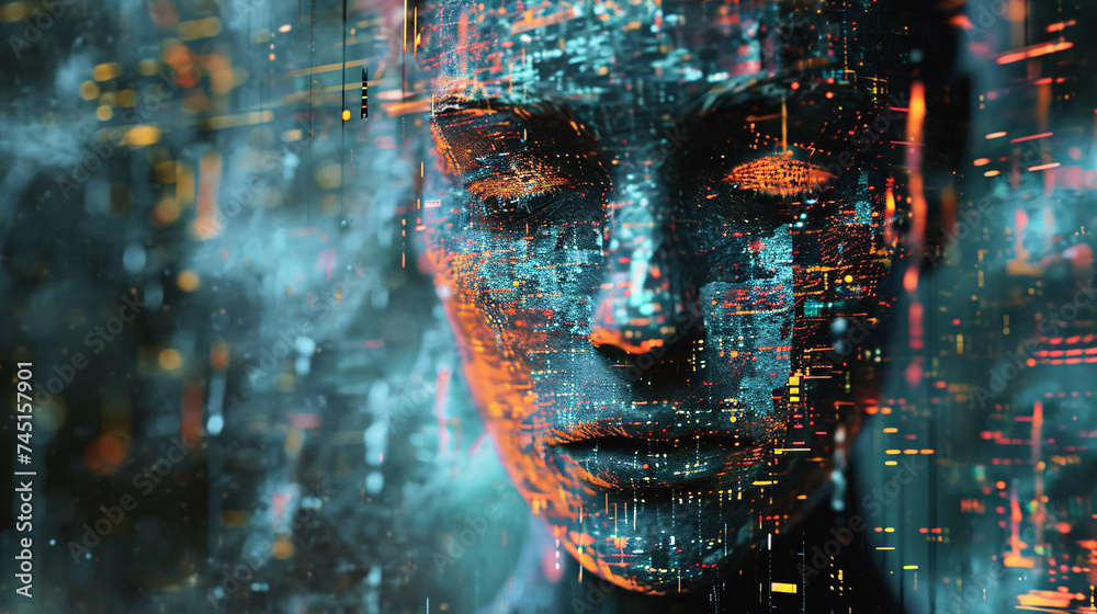 virtual face, Y concept, augmented reality, connectivity virtual face, Y concept, augmented reality, connectivity