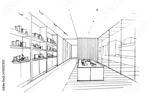 Drawing exterior and interior architectural lines. , Graphic assembly in architecture and interior design work. ,Sketch ideas for interior or exterior designs.