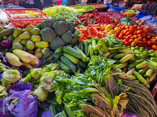 Fresh vegetables are sold on the traditional market at Kisamaun, Tangerang.
