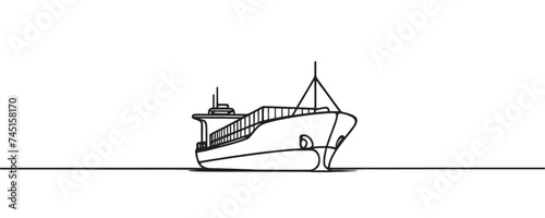 Continuous one line drawing of a ship. sailing concept. vector illustration