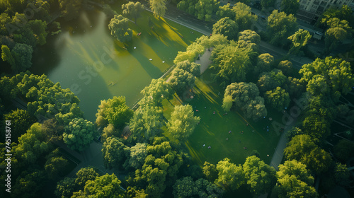 aerial view of green park in the city  eco friendly green area