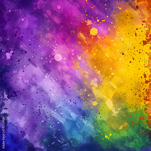 Mardi Gras watercolor bright splash background. High-resolution © fillmana