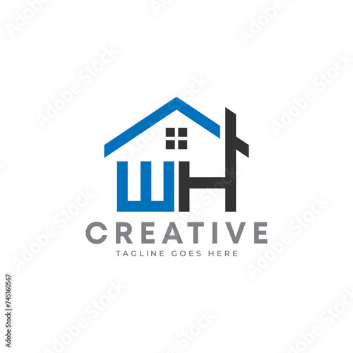 Letter WH vector of house building logo design
