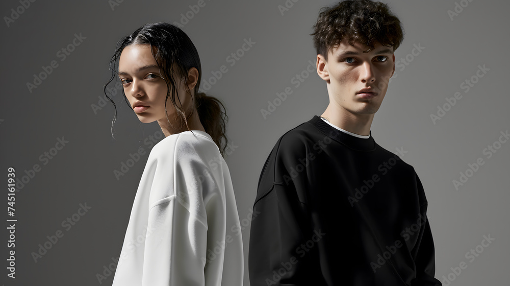 group of young models, streetwear concept group of young models, streetwear concept
