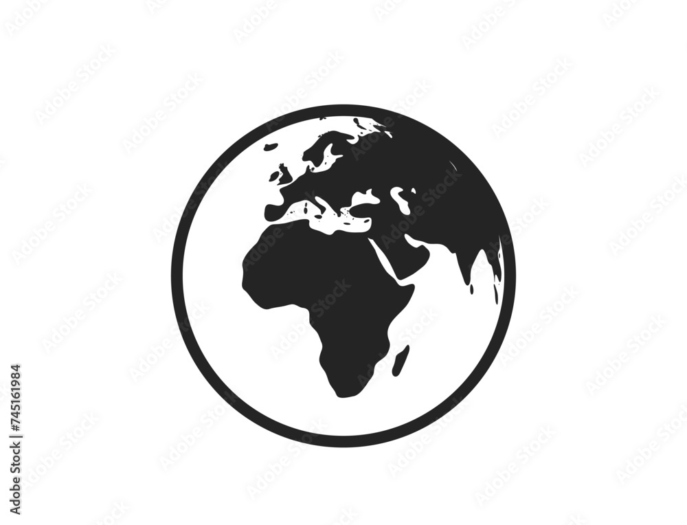 globe icon. Orient, eastern hemisphere of the planet earth. isolated vector image