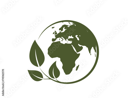 eco world icon. eastern hemisphere of the earth. earth day illustration. isolated vector image