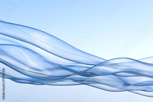 Blue stylish backdrop. Elegant three-dimensional design. Background with wavy lines. Backdrop for advertising. Blue backdrop with graceful lines. Template for water ads. Texture, pattern. 3d image