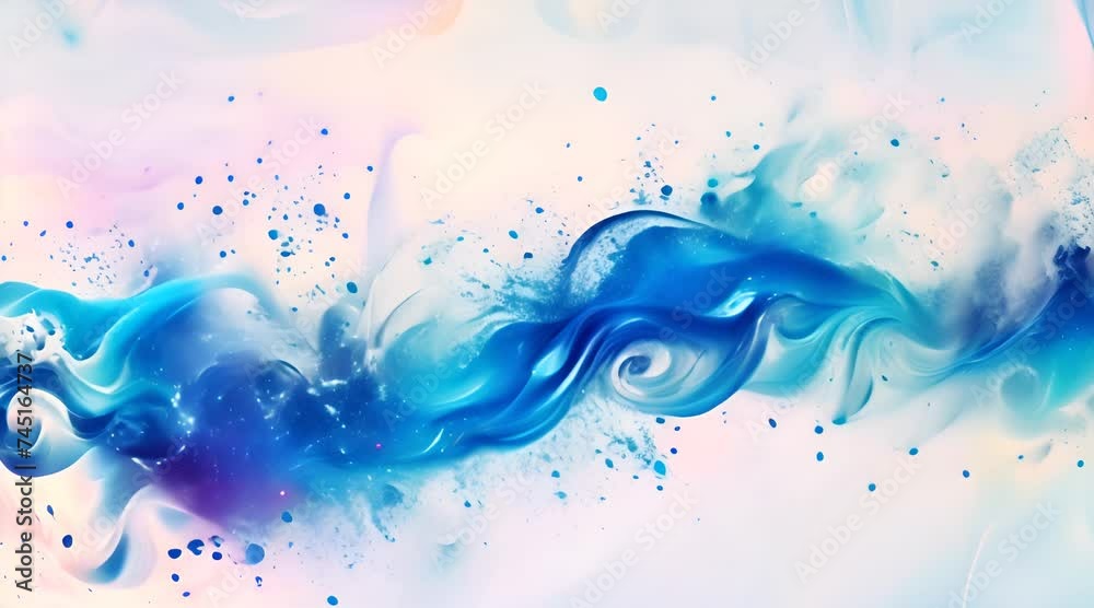 Blue painting rotates on the white background Blue painting rotates on the white background