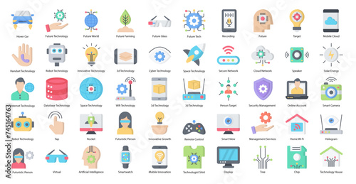 Future Technology Flat Icons Artificial Intelligence Iconset 50 Vector Icons © Michael