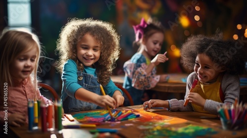 Toddlers enjoy painting at art school