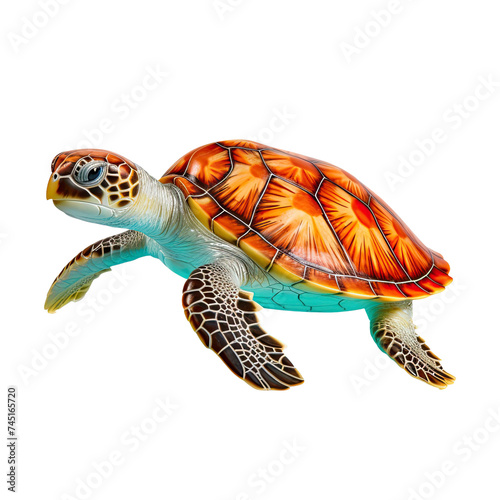 A sea turtle figurine isolated on transparent background © Ferdous