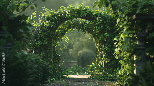 Fototapeta Naklejka Na Ścianę i Meble -  grape vine archway in a garden setting.