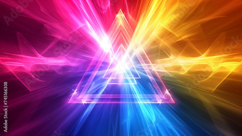 Colorful Triangular Light Energy Portal Bright Vibrant CMYK Abstract Geometric Background