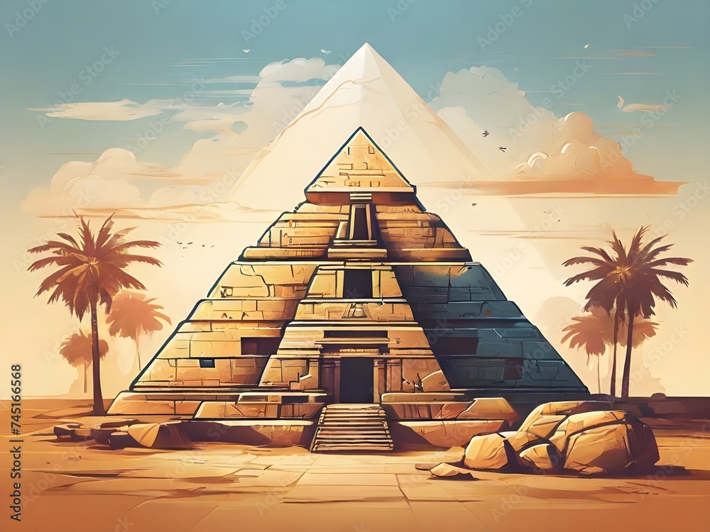 pyramids illustration vector art
